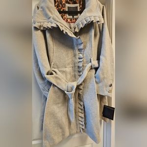 Steve Madden Grey Ruffle Trim Coat